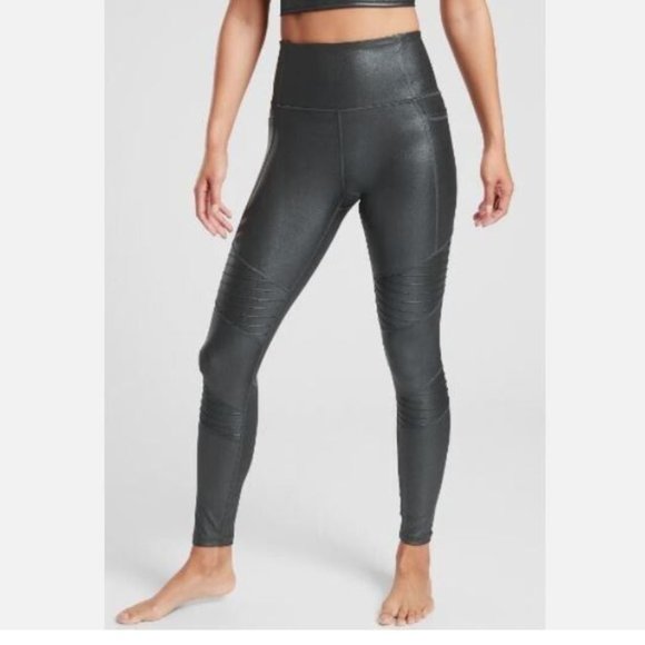 Athleta Inclination Moto Shimmer High Waisted Ankle Leggings Medium - Picture 1 of 7